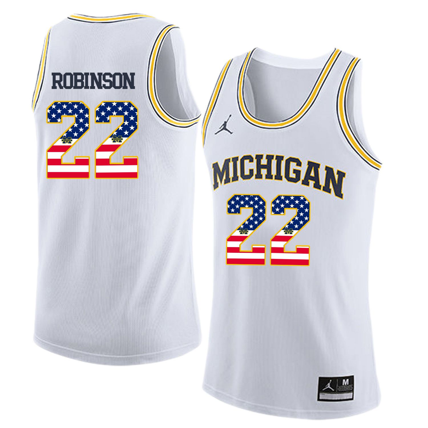 Men Jordan University of Michigan Basketball White 22 Robinson Flag Customized NCAA Jerseys